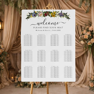 Chic Whimsical Vintage Floral wedding seating Foam Board