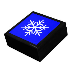 Chic White Alpine Snowflake Royal Blue Background Gift Box