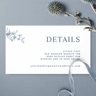 Chic White and Blue Wedding Website / Details Enclosure Card
