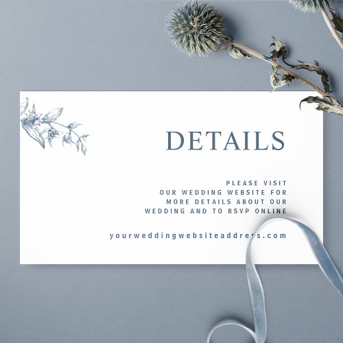 Chic White and Blue Wedding Website  Details Enclosure Card