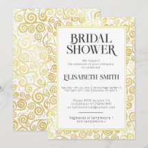 Chic White And Gold Flourish Winter Bridal Shower