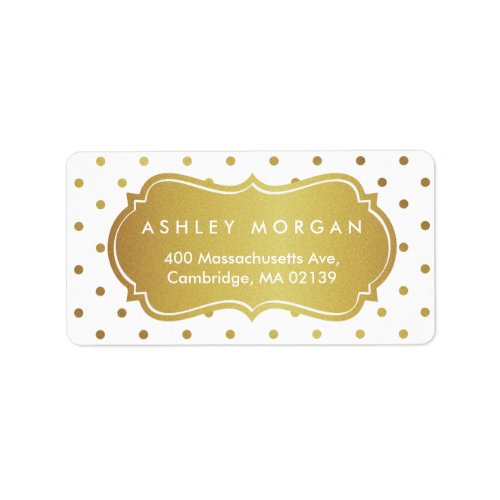 Chic White and Gold Glitter Polka Dots Label