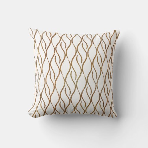 Chic White and Gold Modern Decorator Accent Pillow