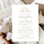 Chic White and Gold Monogram, Calligraphy Wedding Invitation<br><div class="desc">Elegant wedding invitation with delicate fine hand-drawn monogram with bride and groom's initials in golden hues. Clean, minimal, and elegant style with calligraphy details. White and gold design. Back in white, which can be changed to any other color you like by selecting "customize further". Note: typography and monogram are not...</div>