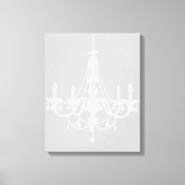 Chic White and Gray Chandelier Canvas Print (Front)