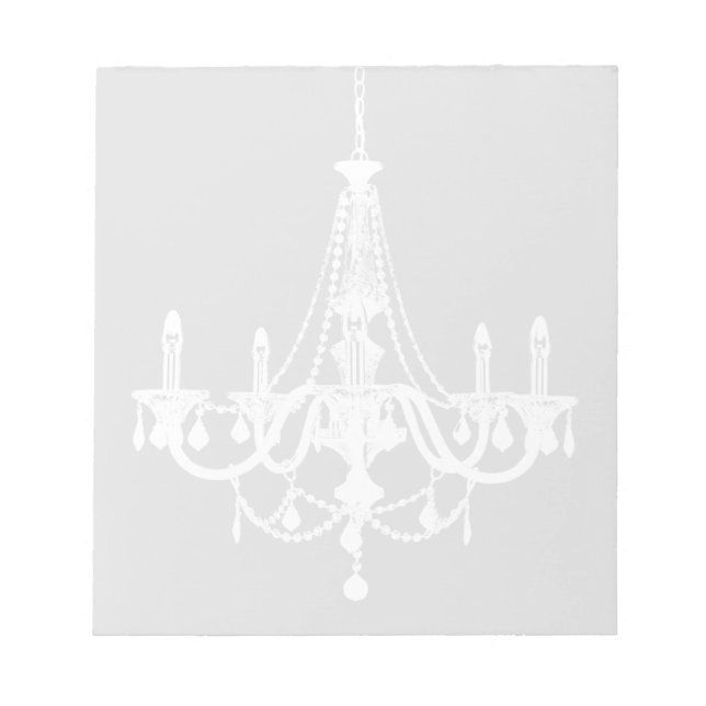 Chic White and Gray Chandelier Notepad (Front)