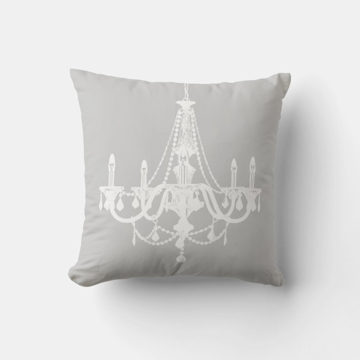 Chic White and Gray Chandelier Throw Pillow Zazzle