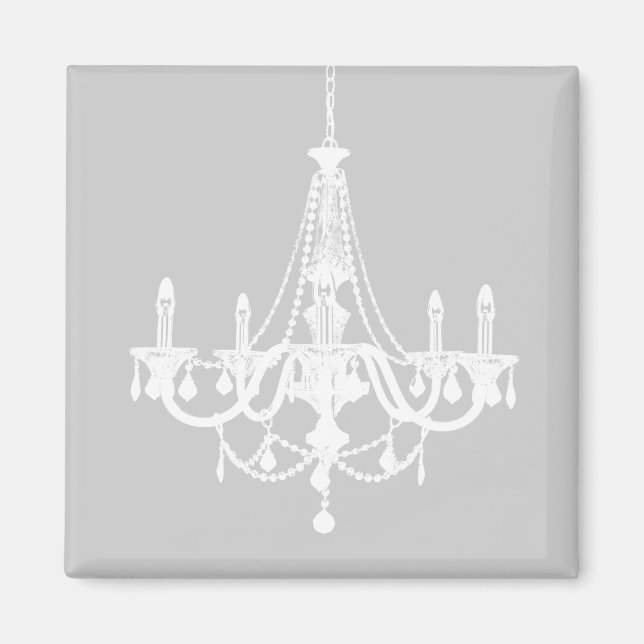 Chic White and Grey Chandelier Magnet (Front)