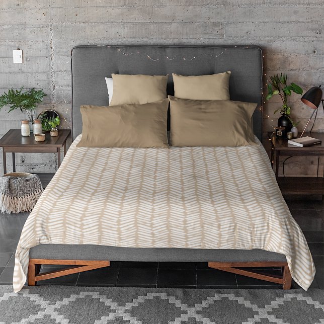 Chic White Beach Sand Beige Brown Abstract Chevron Duvet Cover (Creator Uploaded)