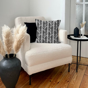 Chic White Black Gray Abstract Chevron Art Stripes Throw Pillow