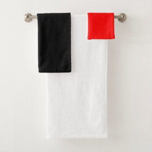 Chic White, Black & Red Bath Towel Set – 3pc