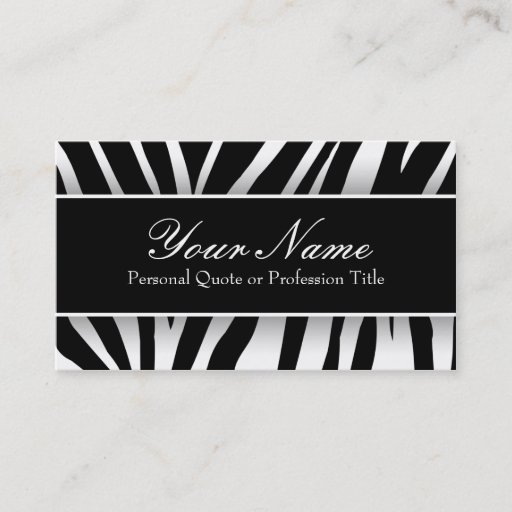 Customizable Chic White & Black Zebra Stripes Business Cards