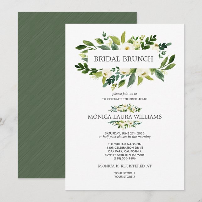 Chic White Bloom |   Bridal Brunch Wedding Invitation (Front/Back)