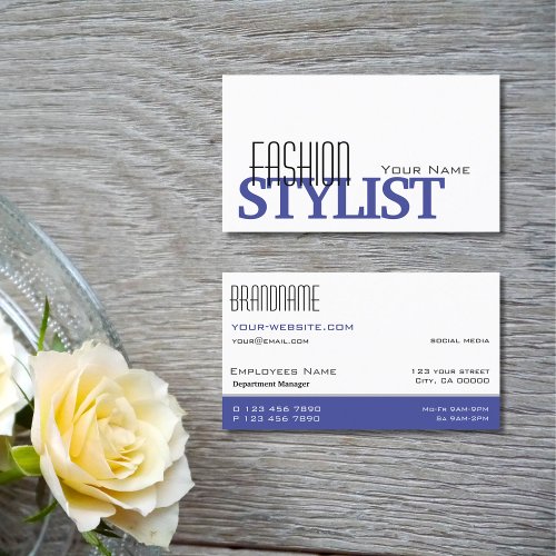 Chic White Blue Black Simple and Professional Business Card