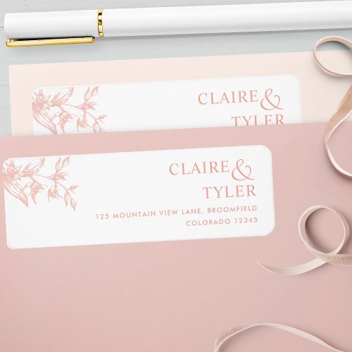 Chic White Blush and Peach Wedding Return Address Label