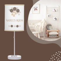 Chic White Boho Floral Girl's Name Table Lamp