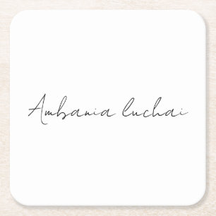 Chic White Calligraphy Creative Square Coaster