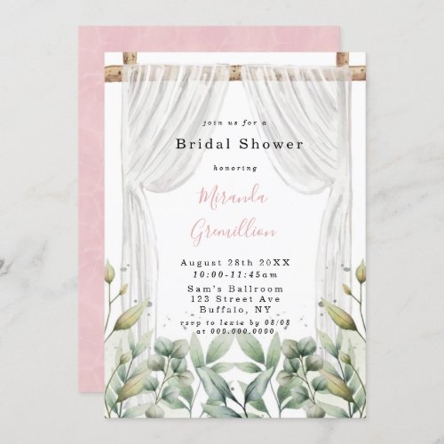 Chic White Canopy Pink Floral Bridal Shower Invitation