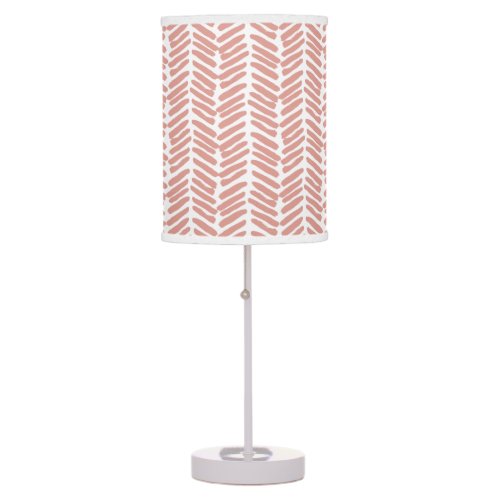 Chic White Coral Blush Pink Abstract Chevron Art Table Lamp