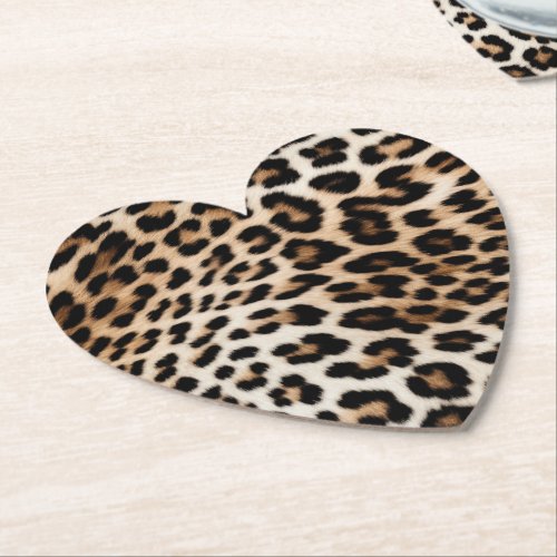 Chic White Cream Black Leopard Print Paper Coaster