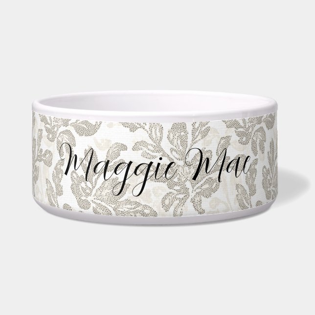 Chic White Cream Floral Bowl (Front)