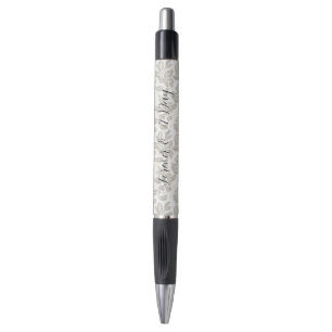 Chic White Cream Floral Wedding Pen