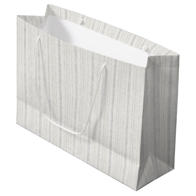 Chic White Cream Stripes  Large Gift Bag (Front Angled)