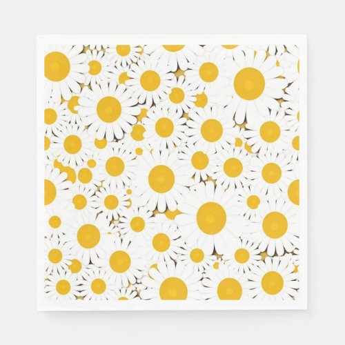 Chic white daisies pattern napkins