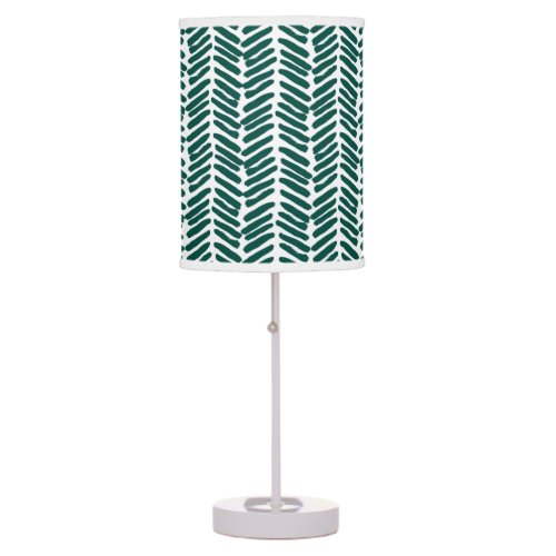 Chic White Dark Cyprus Green Abstract Chevron Table Lamp