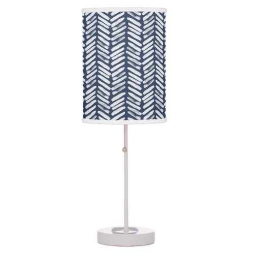 Chic White Dark Gray Slate Blue Abstract Chevron Table Lamp