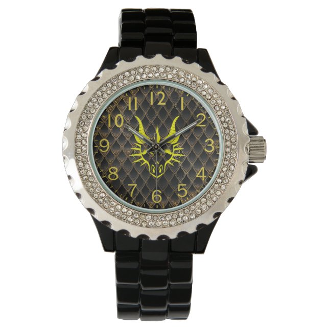 Chic White Dragon Head & Brown Dragon Scales Watch (Front)