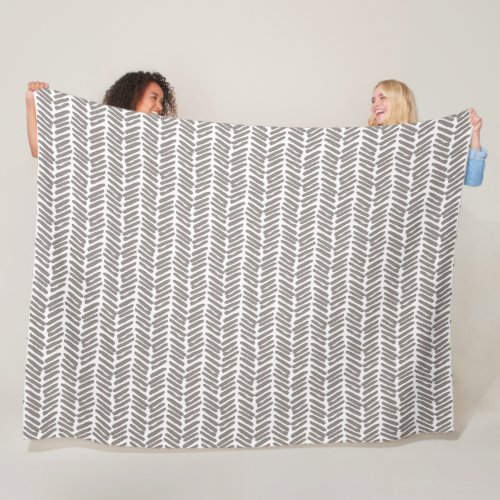 Chic White Elephant Gray Abstract Chevron Art Fleece Blanket