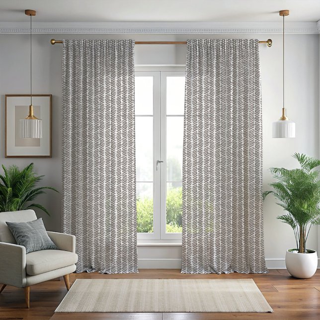 Chic White Elephant Gray Abstract Chevron Art Sheer Curtains (Creator Uploaded)