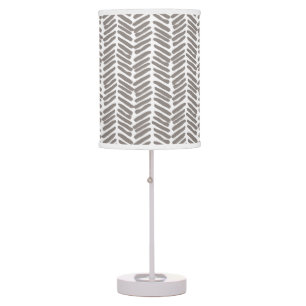 Chic White Elephant Gray Abstract Chevron Art Table Lamp