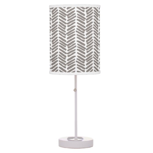 Chic White Elephant Gray Abstract Chevron Art Table Lamp