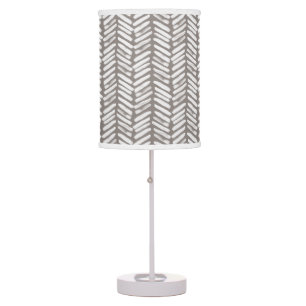 Chic White Elephant Gray Abstract Chevron Art Table Lamp