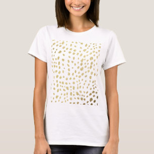 Chic white faux gold paint polka dots pattern T-Shirt