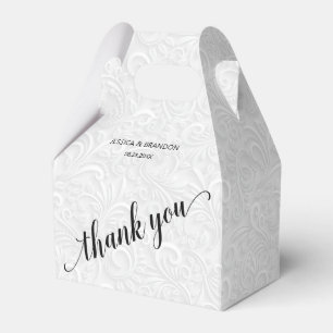 Chic White Filigree Wedding Thank You Favor Boxes