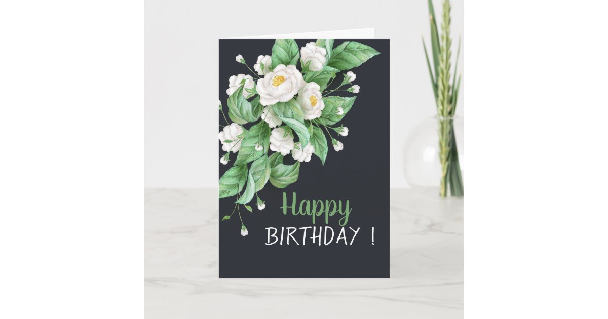 Chic White Flowers Birthday Card Zazzle
