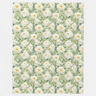 Chic White Flowers Bridal Shower Fleece Blanket