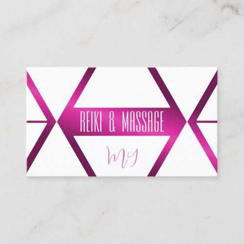 Chic White Geometric Shimmery Pink with Monogram Business Card