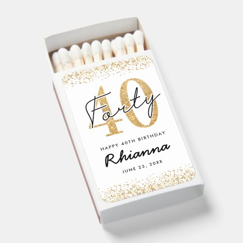 Chic White Gold 40th Birthday Matchboxes