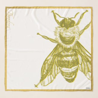 Chic White Gold Bee Scarf