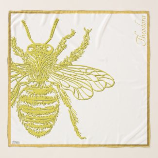 Chic White Gold Bee Scarf