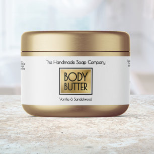 Chic White, Gold, Black Body Butter Jar label