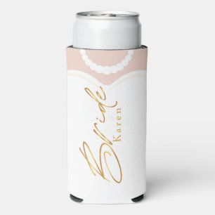 chic white gold bride bridal party bachelorette  s seltzer can cooler