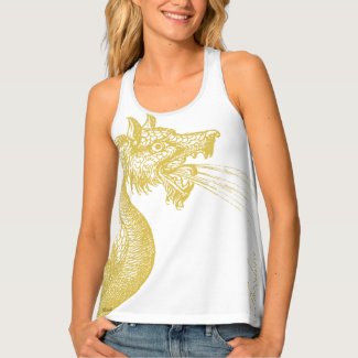 Chic White Gold Dragon Tank Top