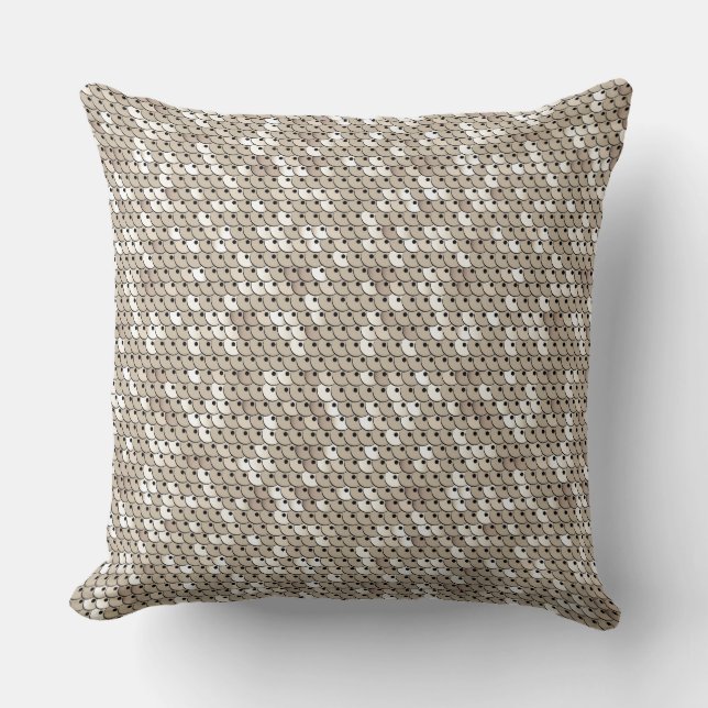 Chic White Gold Faux Sequins Graphic Print Throw Pillow (Front)
