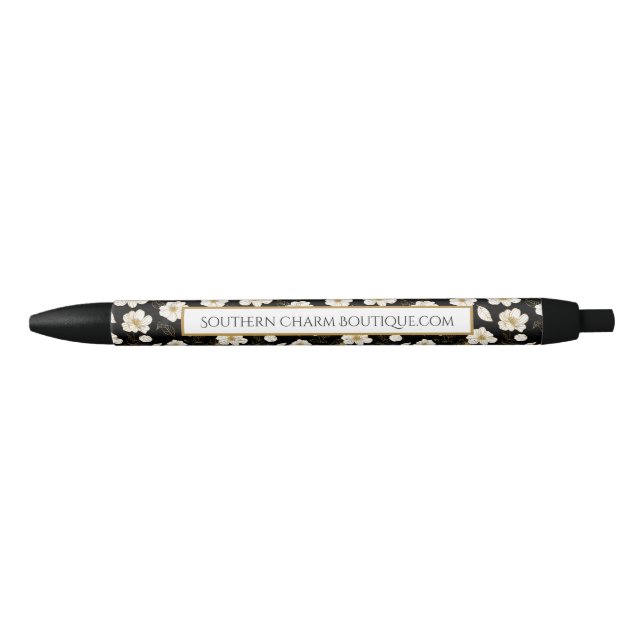 Chic White Gold Flowers  Pen (Front)
