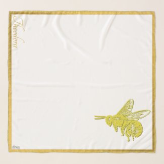 Chic White Gold Flying Bee Scarf